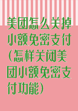 美团怎么关掉小额免密支付(怎样关闭美团小额免密支付功能)