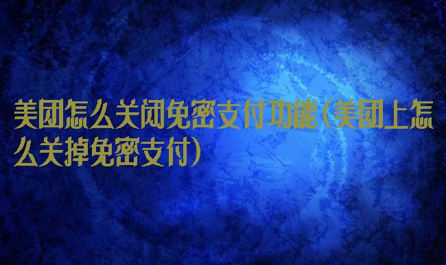 美团怎么关闭免密支付功能(美团上怎么关掉免密支付)