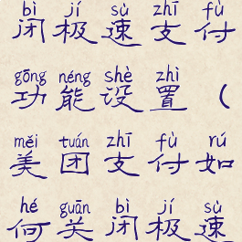 美团怎么关闭极速支付功能设置(美团支付如何关闭极速支付)