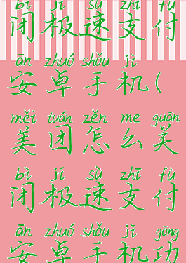 美团怎么关闭极速支付安卓手机(美团怎么关闭极速支付安卓手机功能)