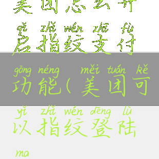 美团怎么开启指纹支付功能(美团可以指纹登陆吗)