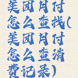 美团月付怎么查找(美团月付怎么查消费记录)