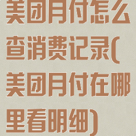 美团月付怎么查消费记录(美团月付在哪里看明细)