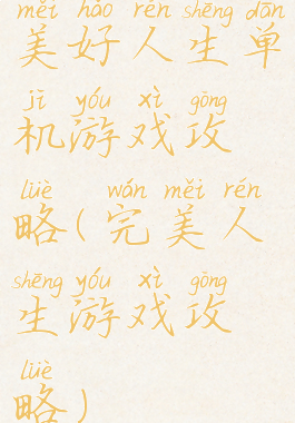 美好人生单机游戏攻略(完美人生游戏攻略)