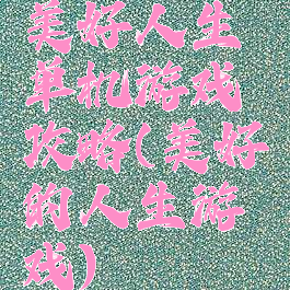 美好人生单机游戏攻略(美好的人生游戏)