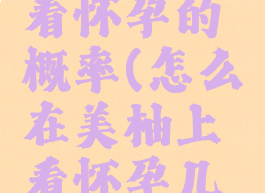 美柚怎么看怀孕的概率(怎么在美柚上看怀孕几率)