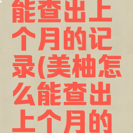 美柚怎么能查出上个月的记录(美柚怎么能查出上个月的记录呢)