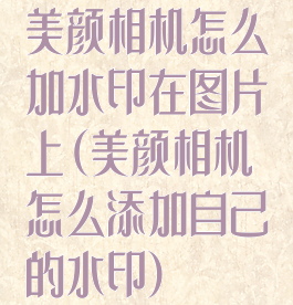美颜相机怎么加水印在图片上(美颜相机怎么添加自己的水印)