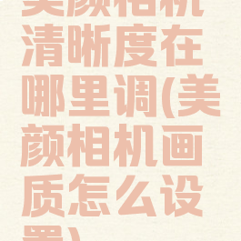 美颜相机清晰度在哪里调(美颜相机画质怎么设置)