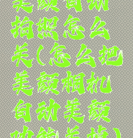 美颜自动拍照怎么关(怎么把美颜相机自动美颜功能关掉)