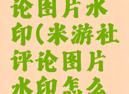 米游社评论图片水印(米游社评论图片水印怎么去掉)