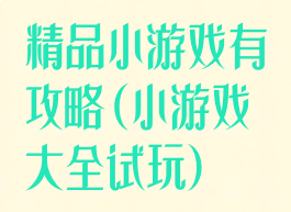 精品小游戏有攻略(小游戏大全试玩)
