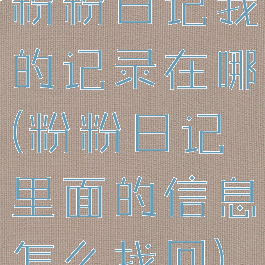 粉粉日记我的记录在哪(粉粉日记里面的信息怎么找回)