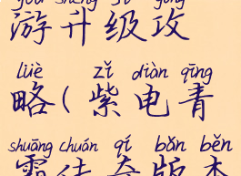 紫青传奇手游升级攻略(紫电青霜传奇版本攻略)