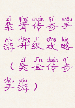 紫青传奇手游升级攻略(紫金传奇手游)