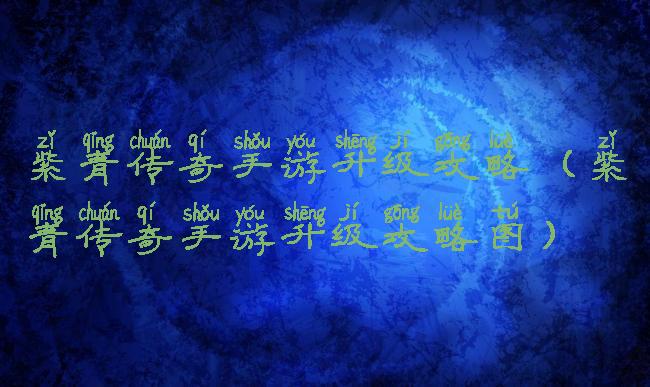 紫青传奇手游升级攻略(紫青传奇手游升级攻略图)