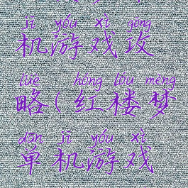 红楼梦单机游戏攻略(红楼梦单机游戏攻略大全)