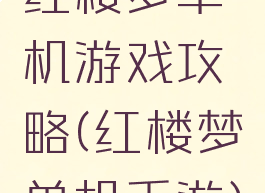 红楼梦单机游戏攻略(红楼梦单机手游)