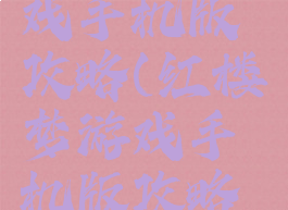 红楼梦游戏手机版攻略(红楼梦游戏手机版攻略视频)