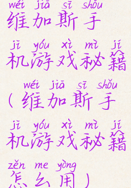 维加斯手机游戏秘籍(维加斯手机游戏秘籍怎么用)