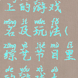 综艺节目上的游戏名及玩法(综艺节目里的游戏大全)