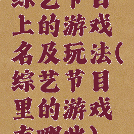 综艺节目上的游戏名及玩法(综艺节目里的游戏有哪些)