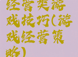 经营类游戏技巧(游戏经营策略)