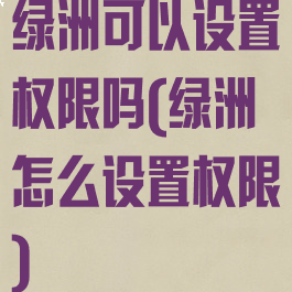 绿洲可以设置权限吗(绿洲怎么设置权限)
