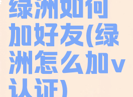 绿洲如何加好友(绿洲怎么加v认证)