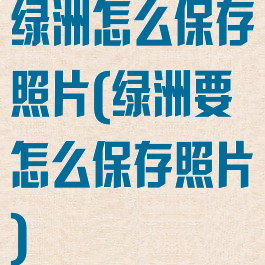 绿洲怎么保存照片(绿洲要怎么保存照片)
