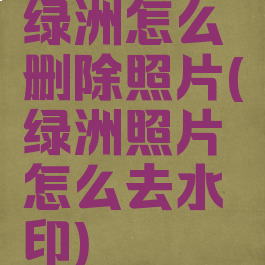 绿洲怎么删除照片(绿洲照片怎么去水印)