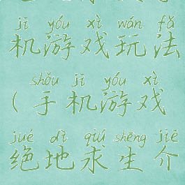 绝地求生手机游戏玩法(手机游戏绝地求生介绍)