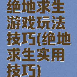 绝地求生游戏玩法技巧(绝地求生实用技巧)