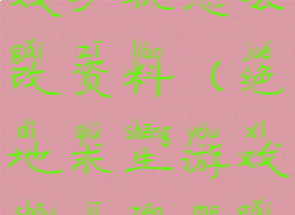 绝地求生游戏手机怎么改资料(绝地求生游戏手机怎么改资料卡)