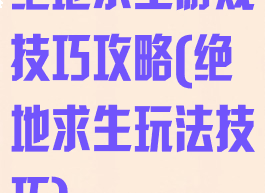 绝地求生游戏技巧攻略(绝地求生玩法技巧)