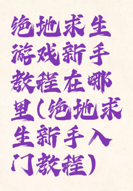 绝地求生游戏新手教程在哪里(绝地求生新手入门教程)