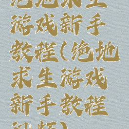 绝地求生游戏新手教程(绝地求生游戏新手教程视频)