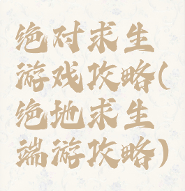 绝对求生游戏攻略(绝地求生端游攻略)