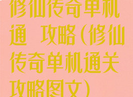 修仙传奇单机通關攻略(修仙传奇单机通关攻略图文)