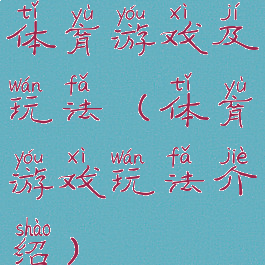 体育游戏及玩法(体育游戏玩法介绍)