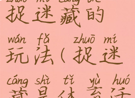 体育游戏捉迷藏的玩法(捉迷藏是体育活动吗)