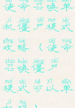 使命召唤单机僵尸模式攻略(使命召唤僵尸模式可以单机吗)