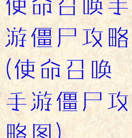 使命召唤手游僵尸攻略(使命召唤手游僵尸攻略图)