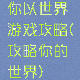 你以世界游戏攻略(攻略你的世界)