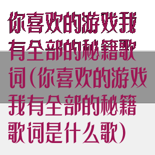 你喜欢的游戏我有全部的秘籍歌词(你喜欢的游戏我有全部的秘籍歌词是什么歌)