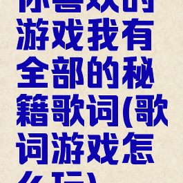 你喜欢的游戏我有全部的秘籍歌词(歌词游戏怎么玩)