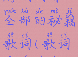 你喜欢的游戏我有全部的秘籍歌词(歌词有游戏的歌曲)