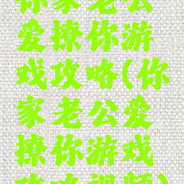 你家老公爱撩你游戏攻略(你家老公爱撩你游戏攻略视频)