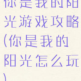 你是我的阳光游戏攻略(你是我的阳光怎么玩)