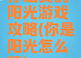 你是我的阳光游戏攻略(你是阳光怎么玩)